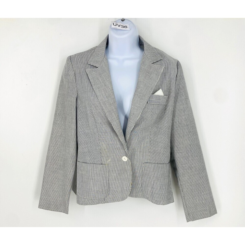 Vintage M Company Fashions Union Made Lady’s Pinstripe Blazer Cotton Size 9 Grey